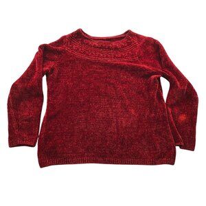 Croft & Barrow Women's Chenille Boatneck Sweater Size XL Red Knit Cozy Casual